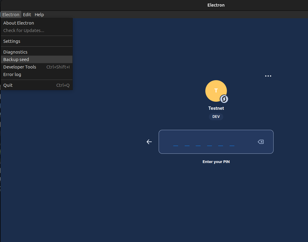 Backup Seed Menu